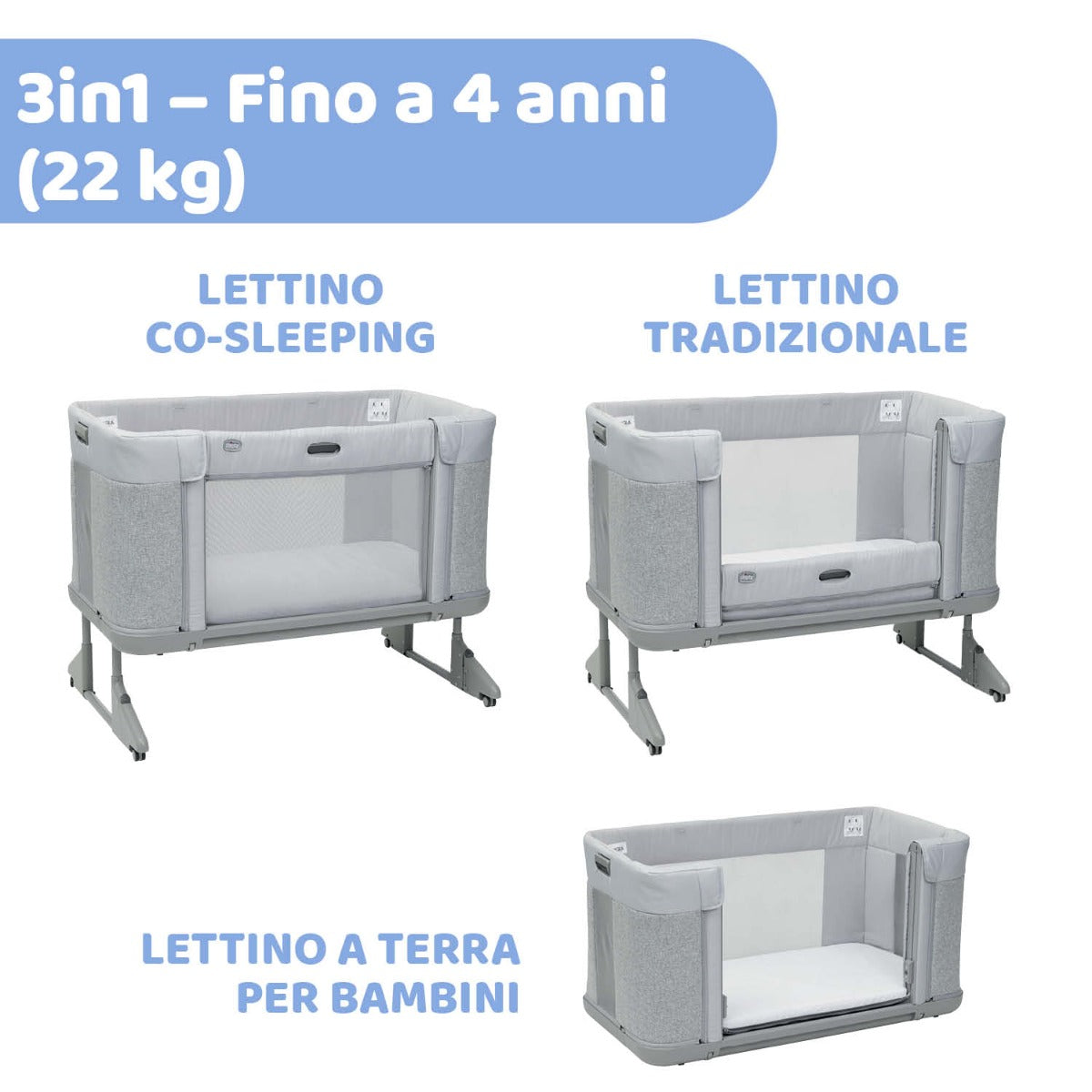 سرير النوم المشترك Next2Me Forever من Chicco - رمادي رائع