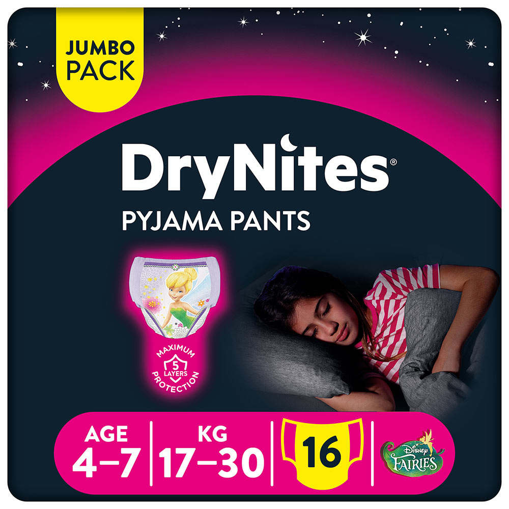Huggies Drynites Pyjama Pants 17 30 Kg 4Y 7Y  Girls