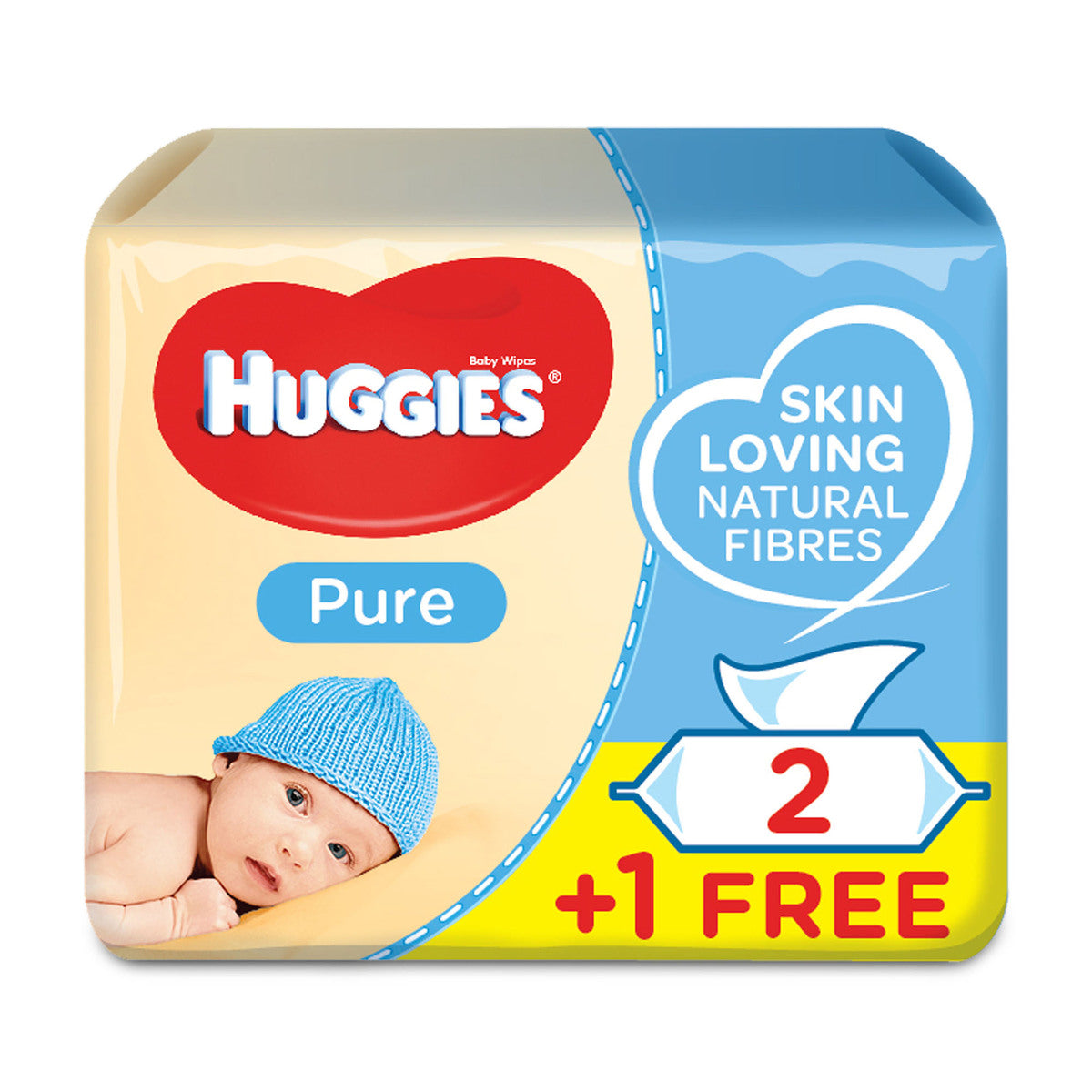 Huggies Baby Wipes Pure 56'S 2+1 Free