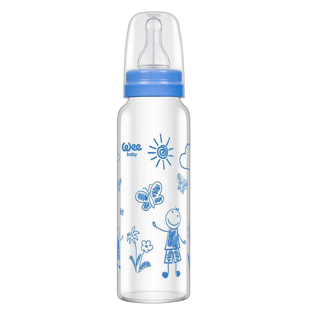 Wee Baby Heat Resistant  Glass Feeding Bottle 240ml (Sold Separately Subject to Availability)