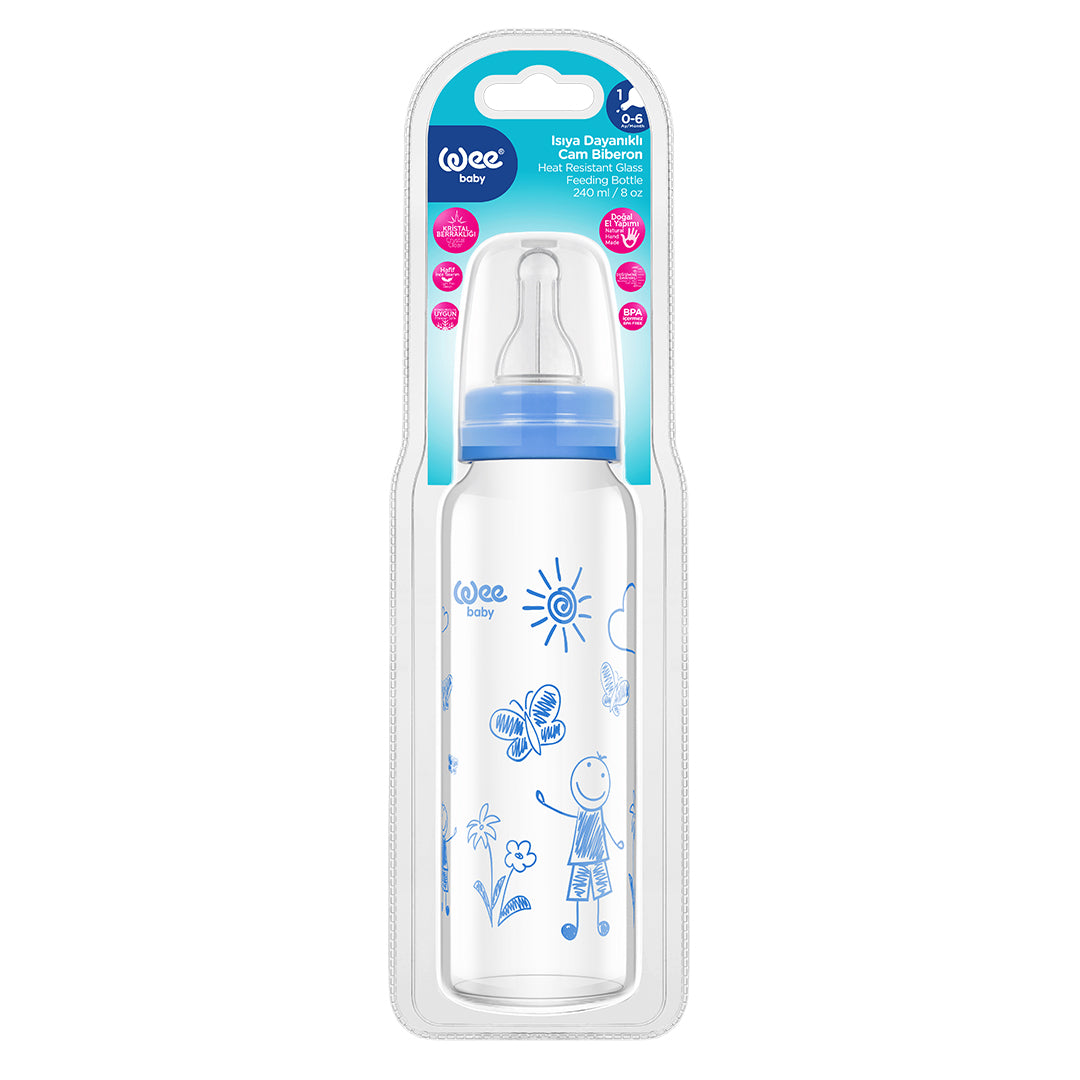 Wee Baby Heat Resistant  Glass Feeding Bottle 240ml (Sold Separately Subject to Availability)