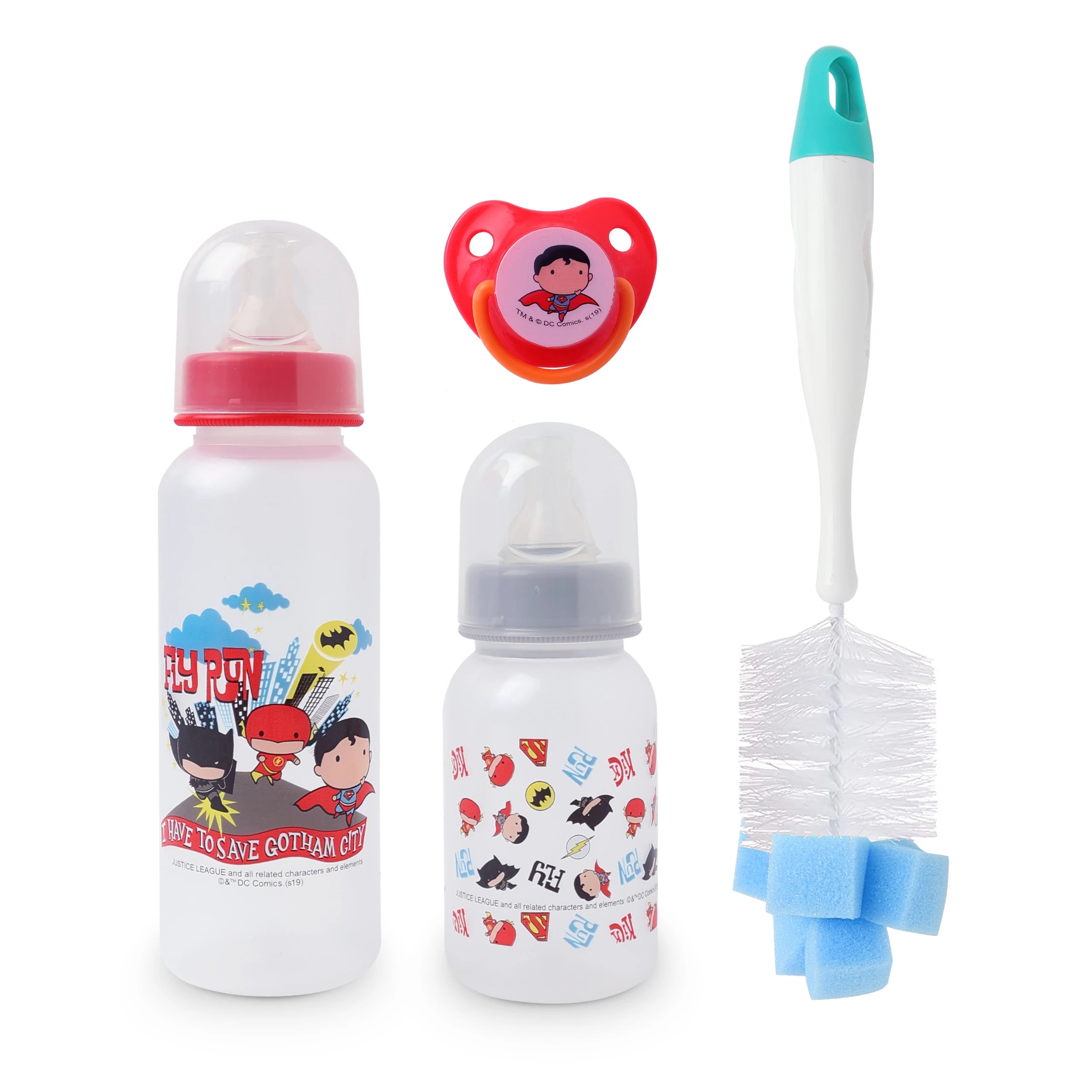Dc Comics Baby Feeding 4 Pcs Gift Pack  0+ Months Batman/Superman