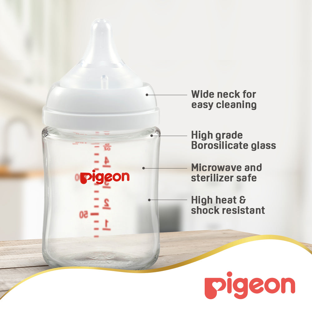 Pigeon Softouch Wide Neck Glass Feeding Bottle 160 ml