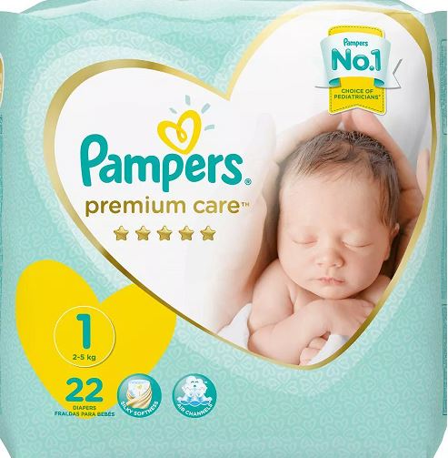 حفاضات بامبرز بريميوم كير S1 للأطفال 22 قطعة 2-5 كجم