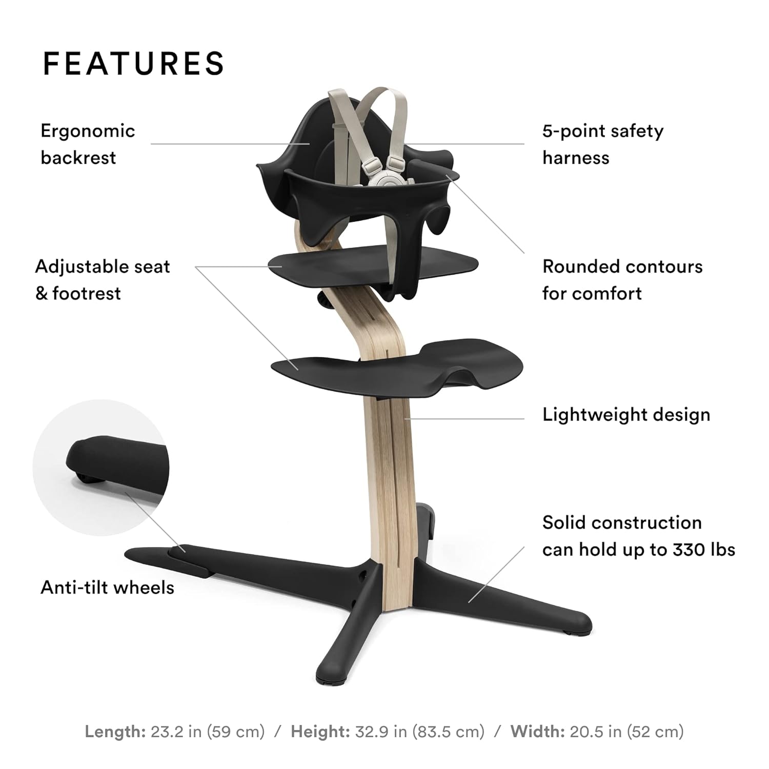 Stokke Nomi Baby Chair Black with Black Baby Set