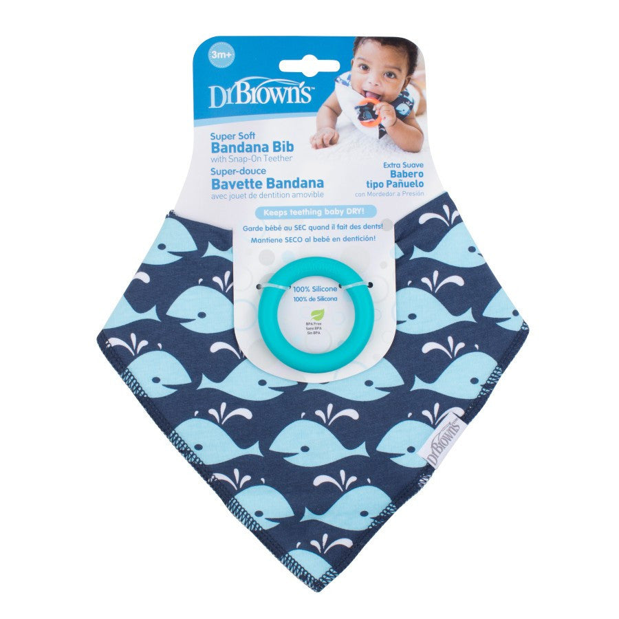 Dr Browns Super Soft Bandana Bibs with Teether Whale Blue