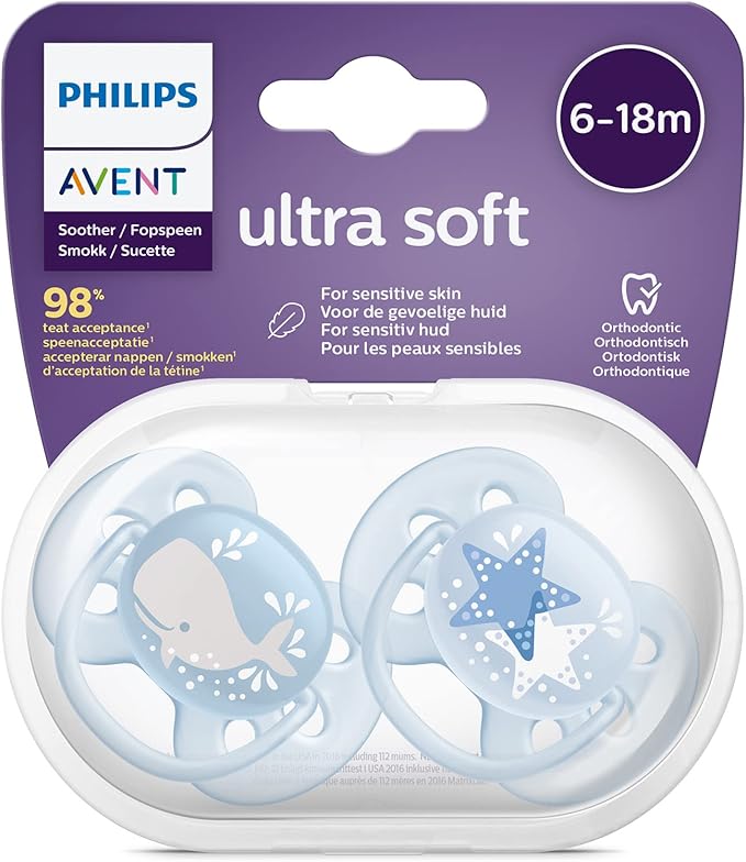 Philips Avent Soother Sil Soft 6-18m Boy Deco 2pcs