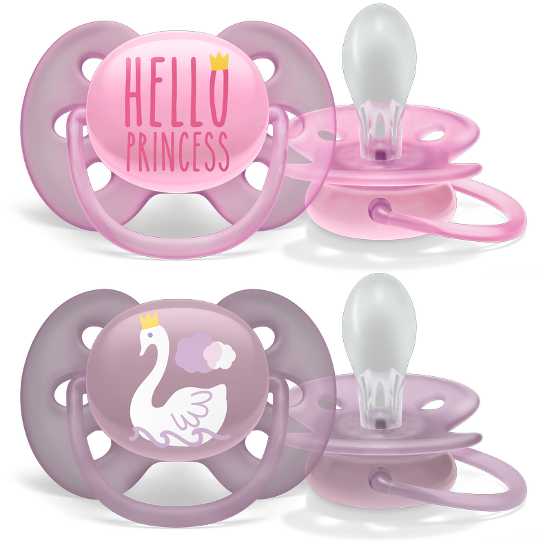Philips Avent Soother Sil Soft 6-18m Girl Deco 2pcs