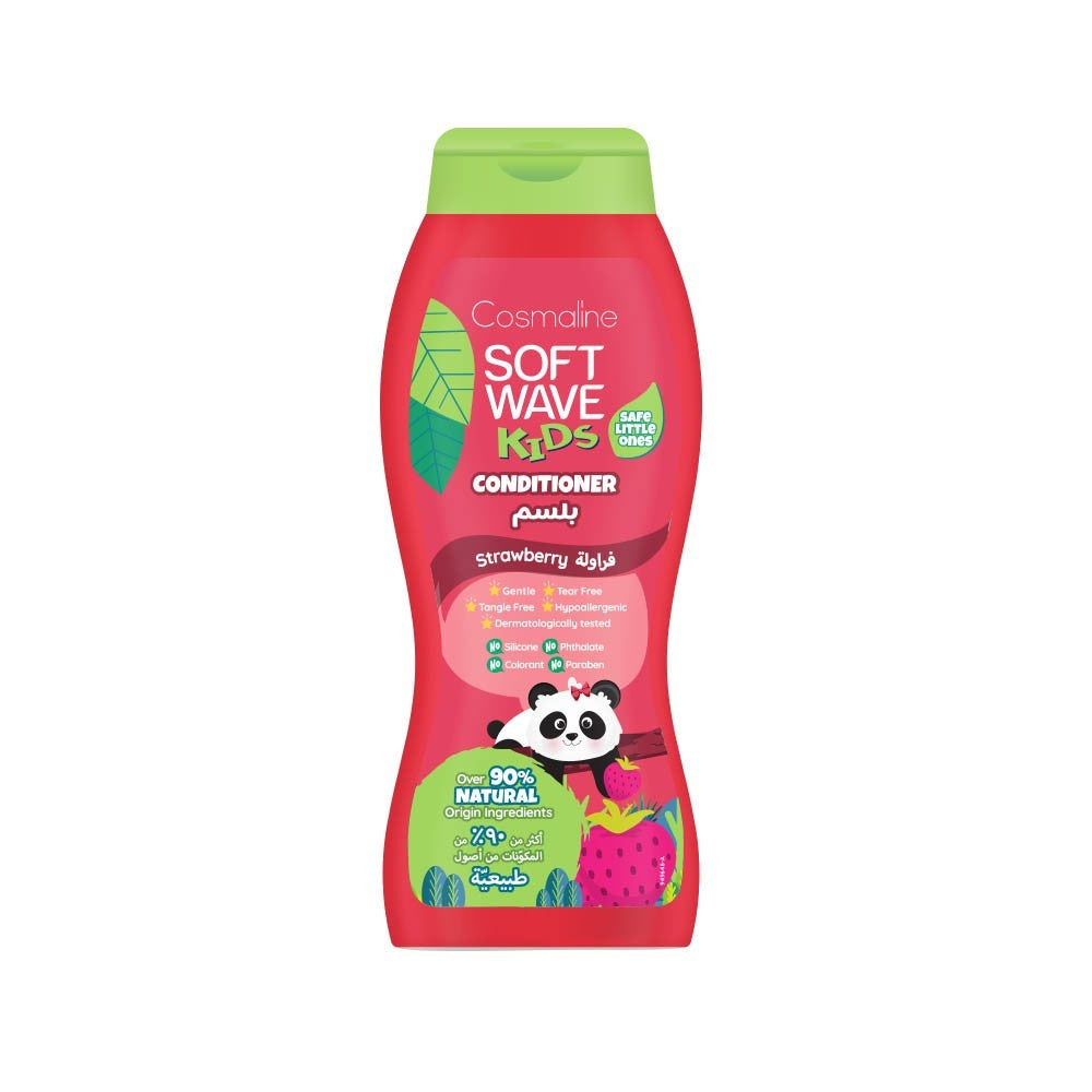 Cosmaline Soft Wave Kids Conditioner Strawberry Over 90% Natural Origin Ingredients 400ml