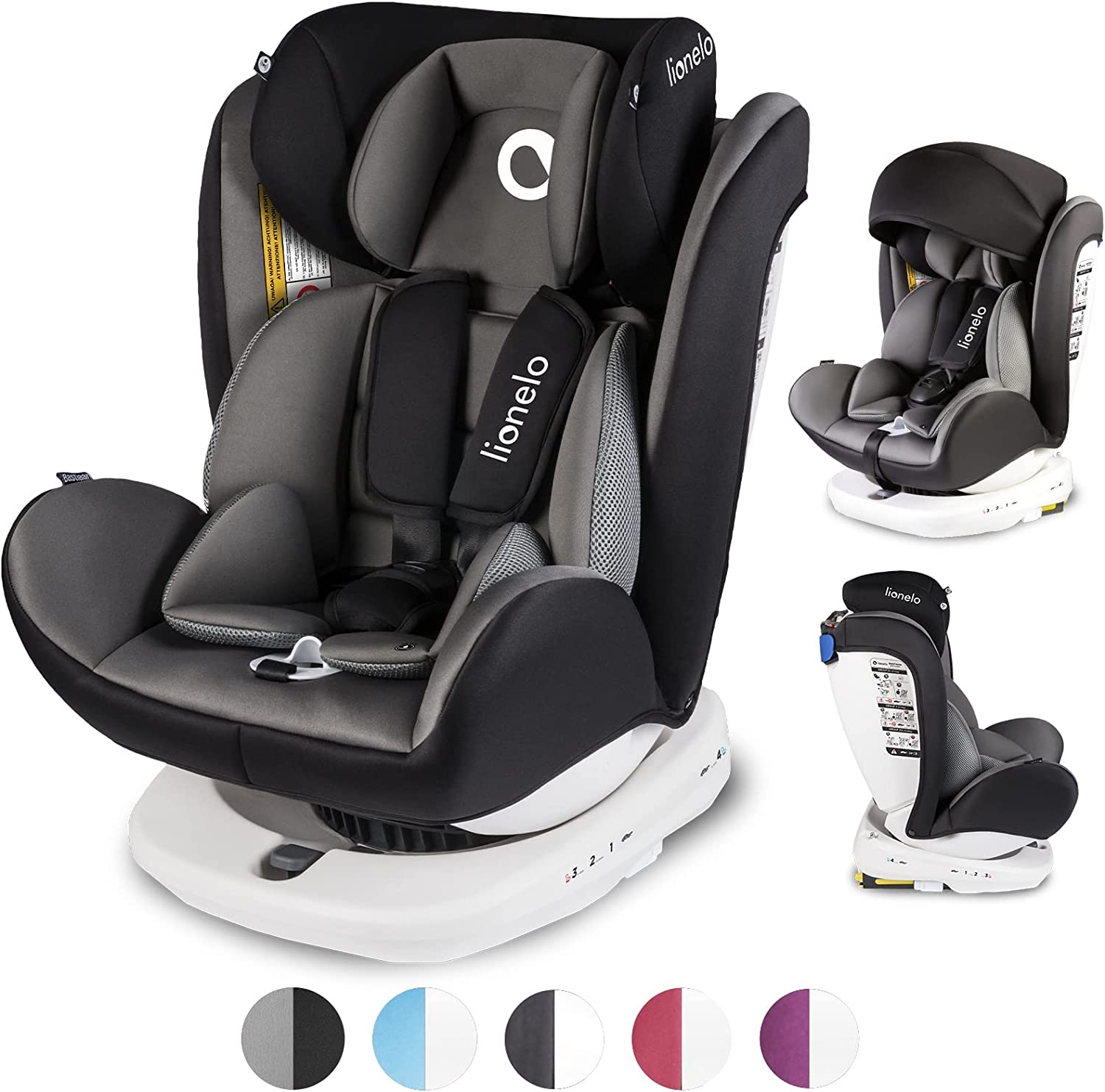 Lionelo Bastiaan 360 Baby Car Seat Grey White Base – Yallamomz