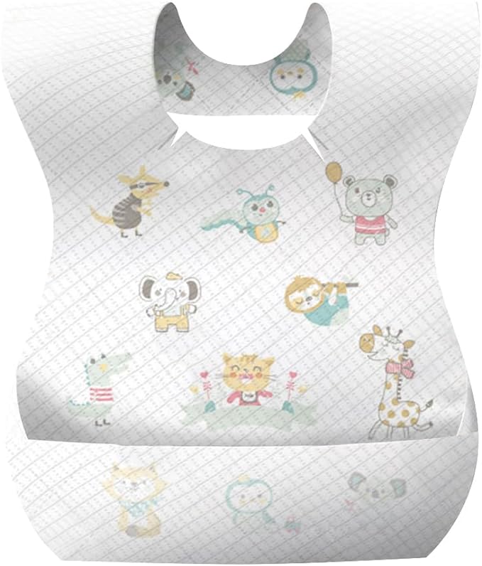 Star Babies Disposable Bibs Pack of 10 Animal Print