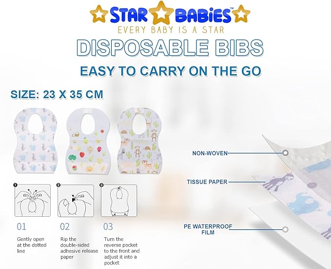 Star Babies Disposable Bibs Pack of 5 Elephant