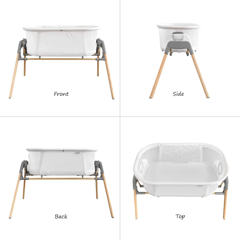 Teknum  3 In 1 Baby Rocker Bassinet/  Infant Crib W/ Mosquito Net White