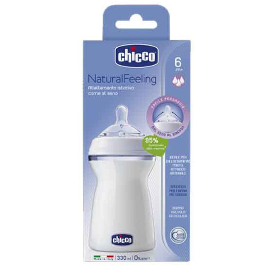 Chicco Feeding Bottle Natural Feeling 6month+ 330ML Fast Flow