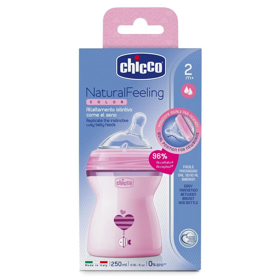 Chicco Natural Feeling Feeding Bottle 2months+ 250ML Pink