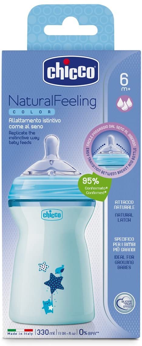 Chicco Natural Feeling Feeding bottle 6months+ 330ML Blue