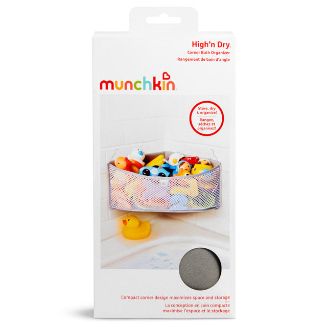 Munchkin High N Dry Corner Bath Org Grey