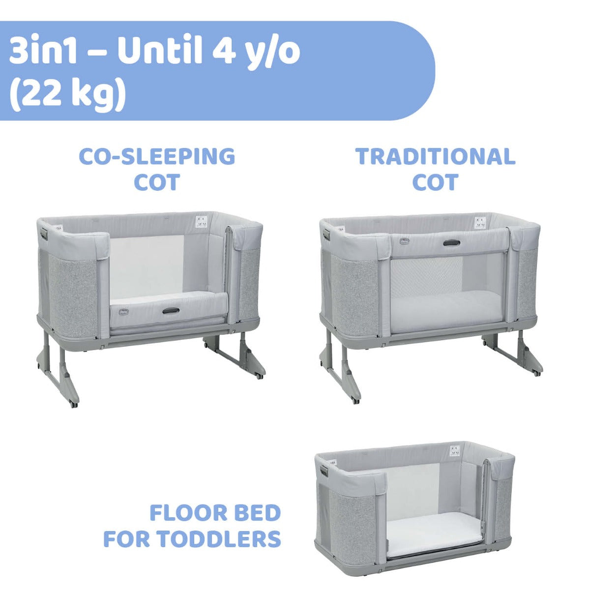 Chicco Next2Me Forever Cosleeping Cot - Ash Grey