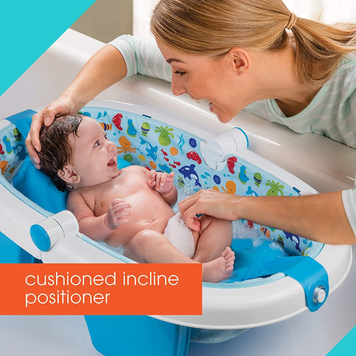 حوض استحمام للأطفال حديثي الولادة إلى الأطفال الصغار قابل للطي من Summer Infant على شكل بطة