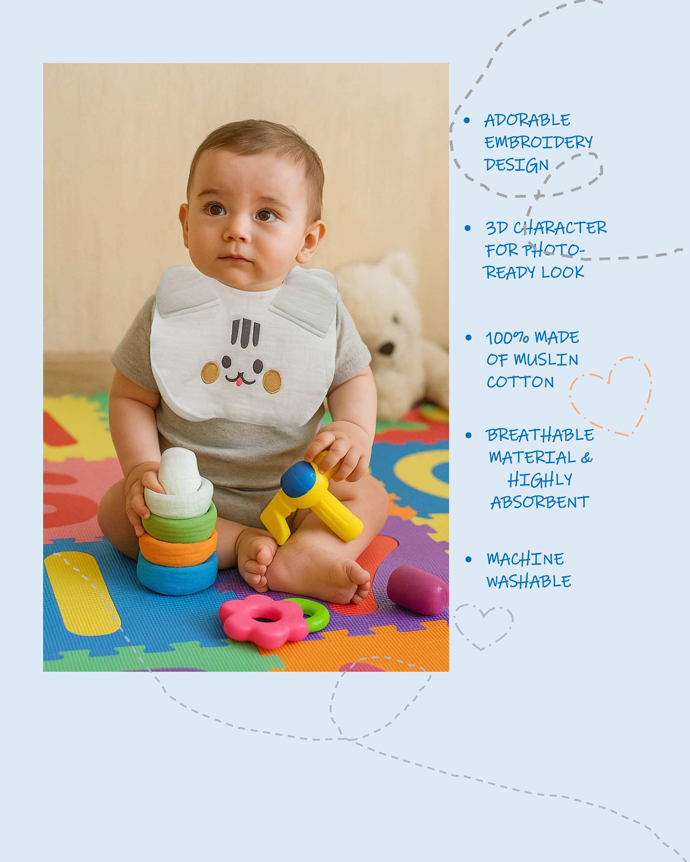 Kinder Valley Teddy Button Bib