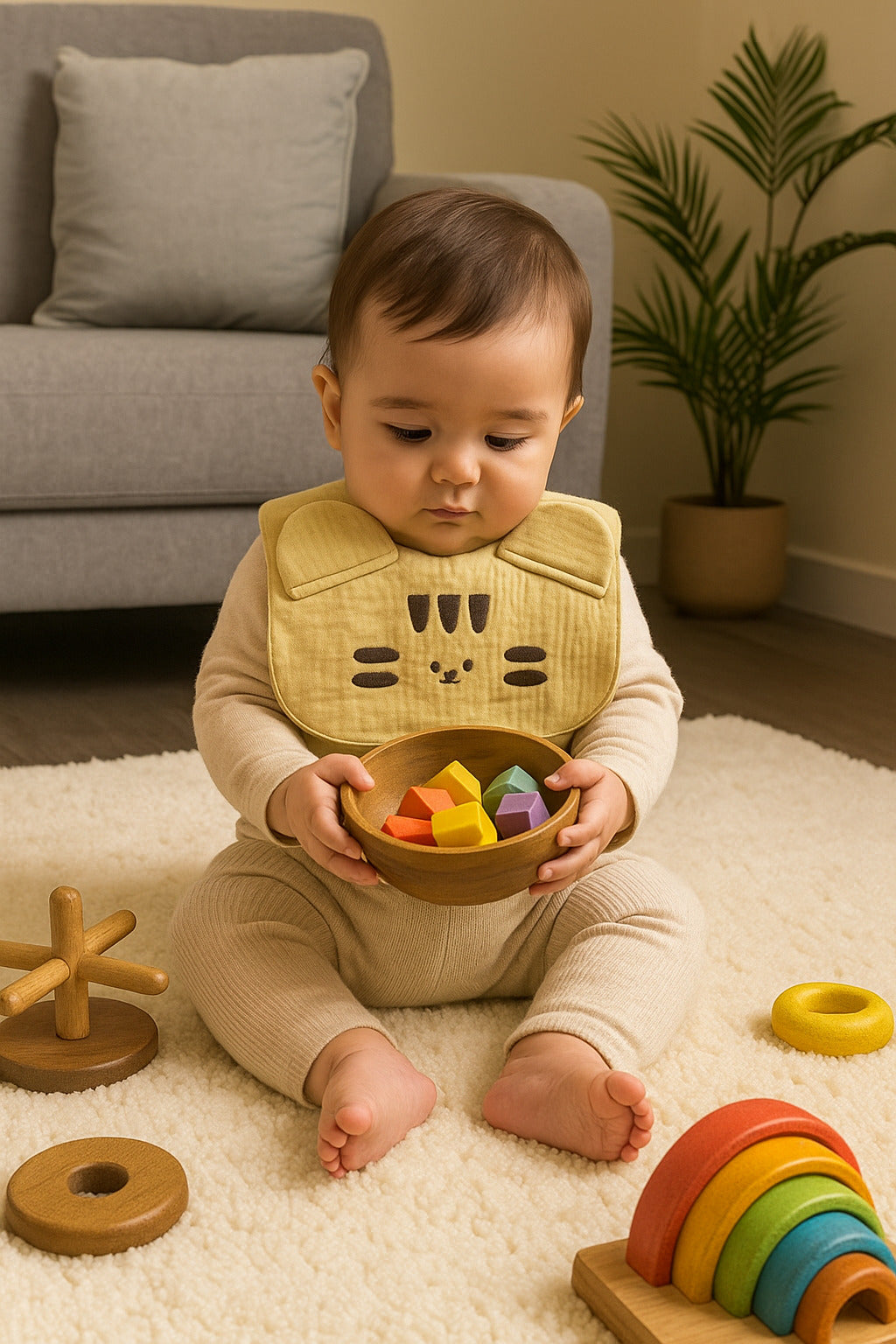 Kinder Valley Paw button Bib