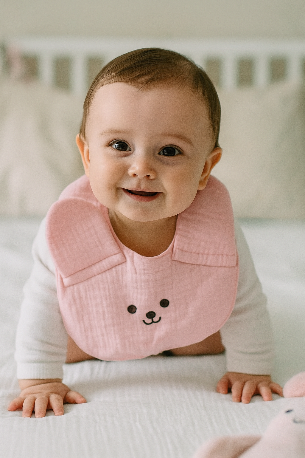 Kinder Valley Pink Bunny Button Bib