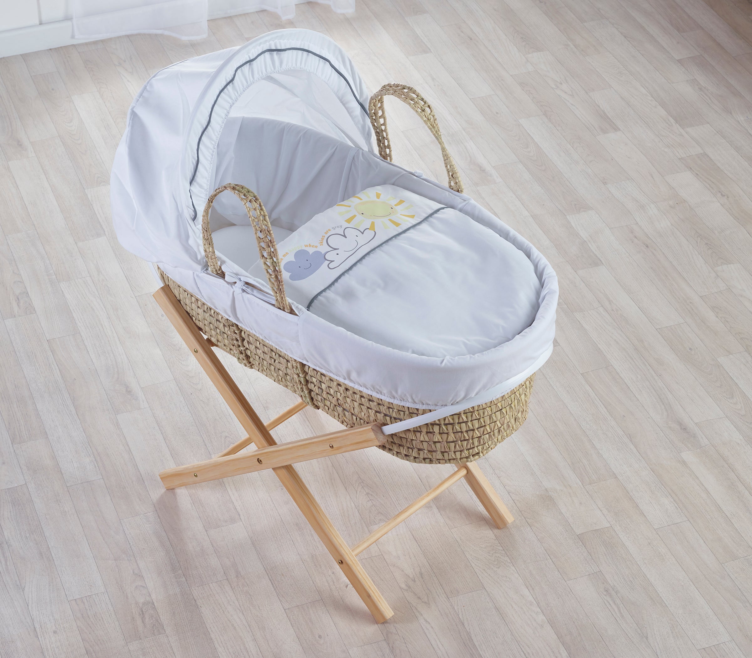 Kinder Valley Little Sunshine Moses Basket With Natural Stand