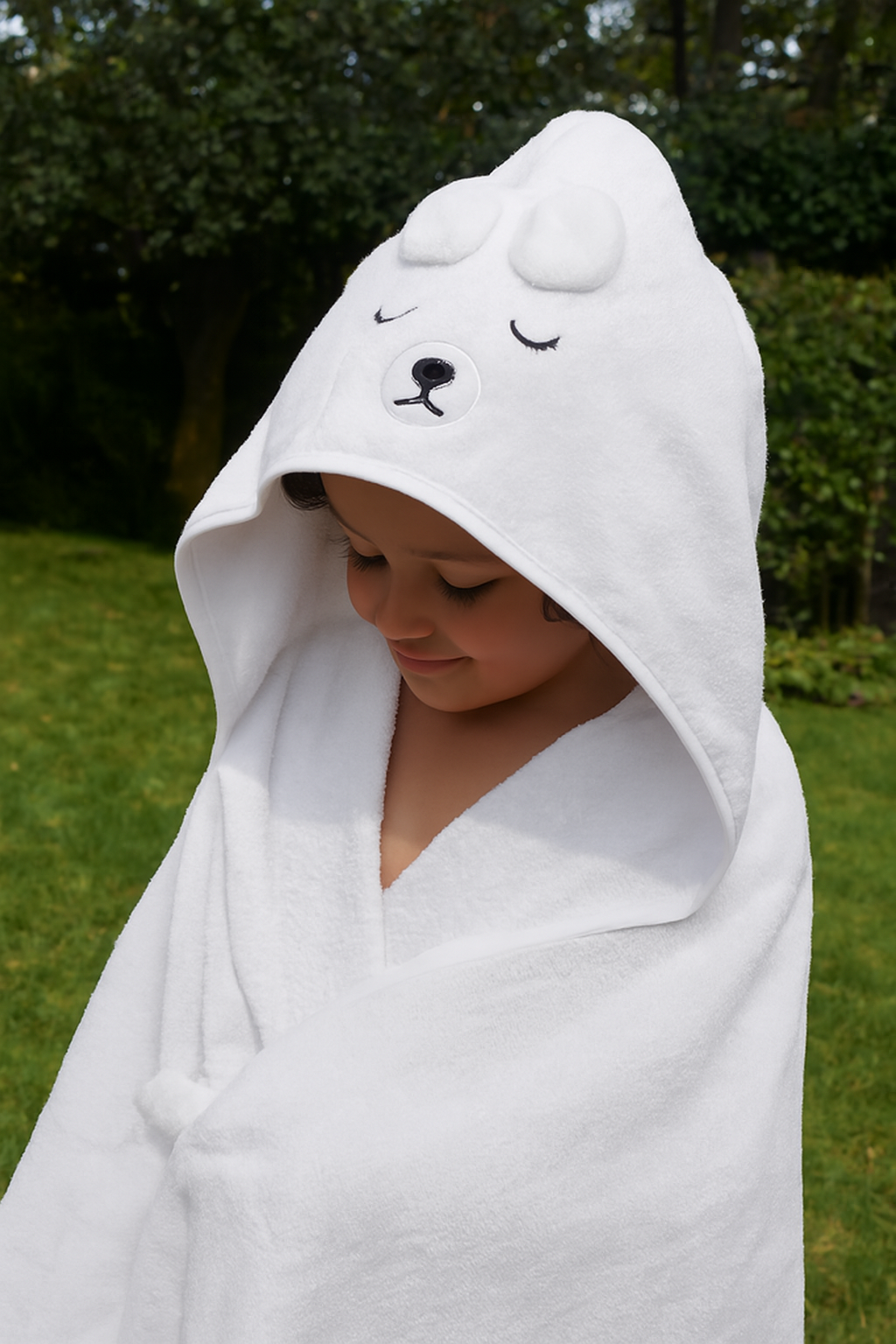 Kinder Valley White Bear Hooded Towel