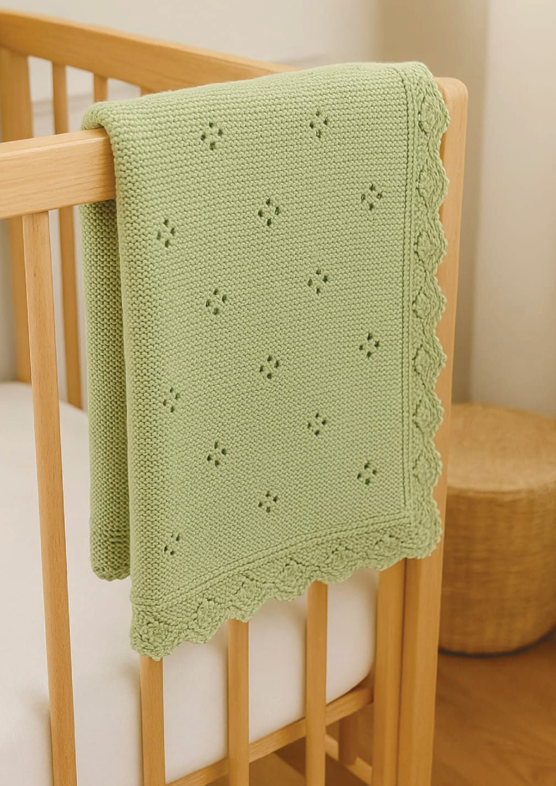Kinder Valley Sage Bloom Cotton Knitted Blanket