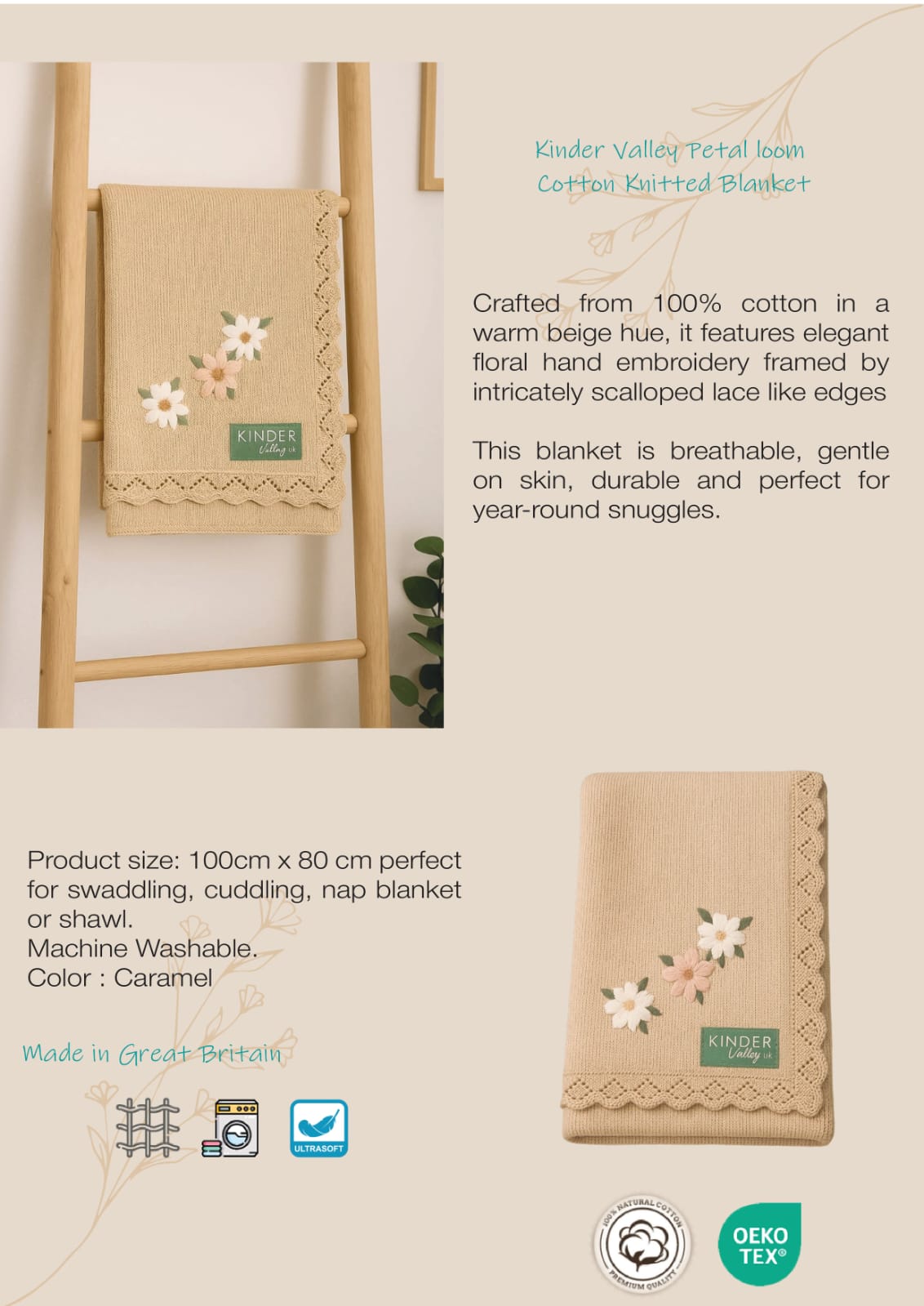 Kinder Valley PetalLoom Cotton Knitted Blanket