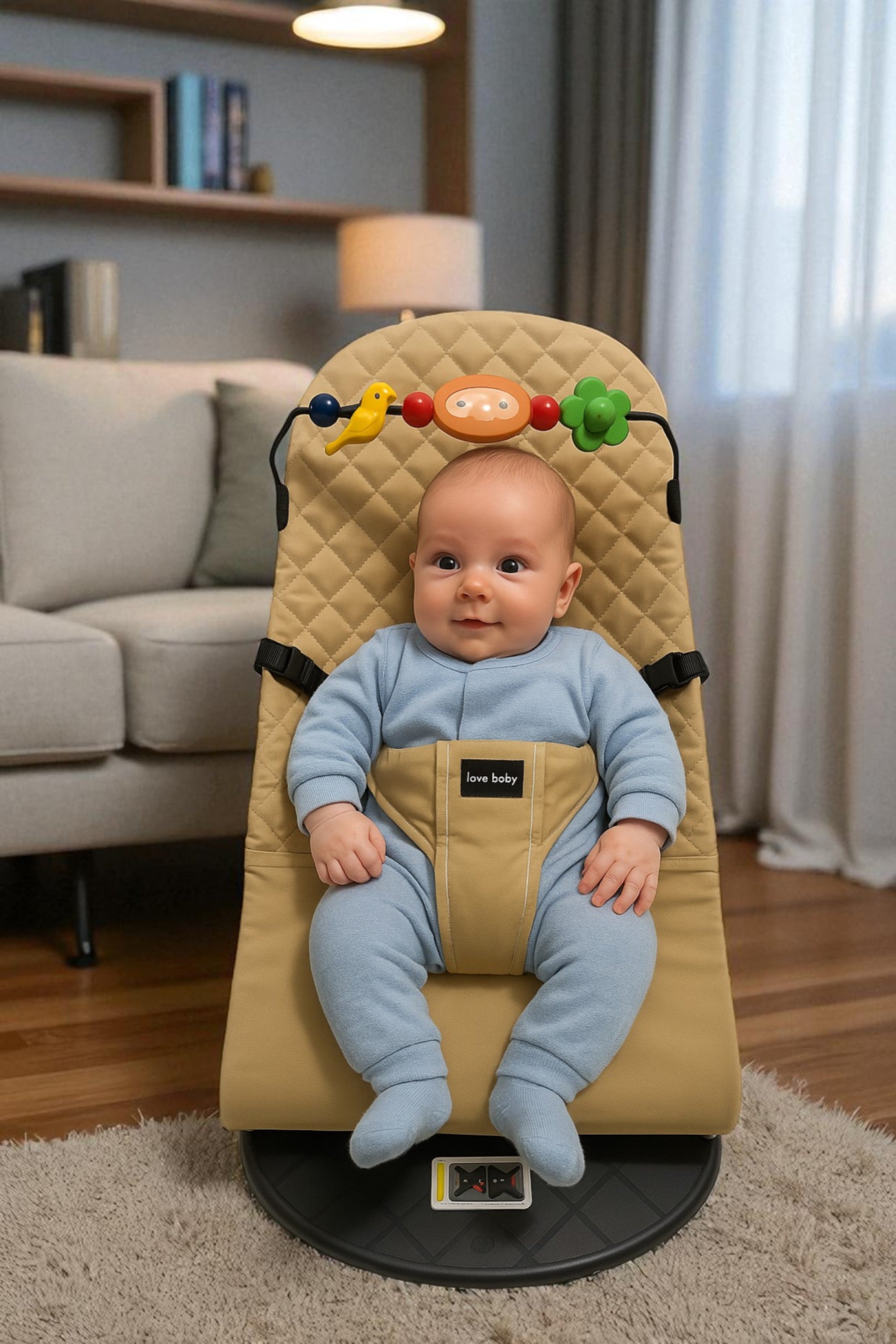 Kinder Valley Light Weight Snuggle Bouncer with Toys Beige