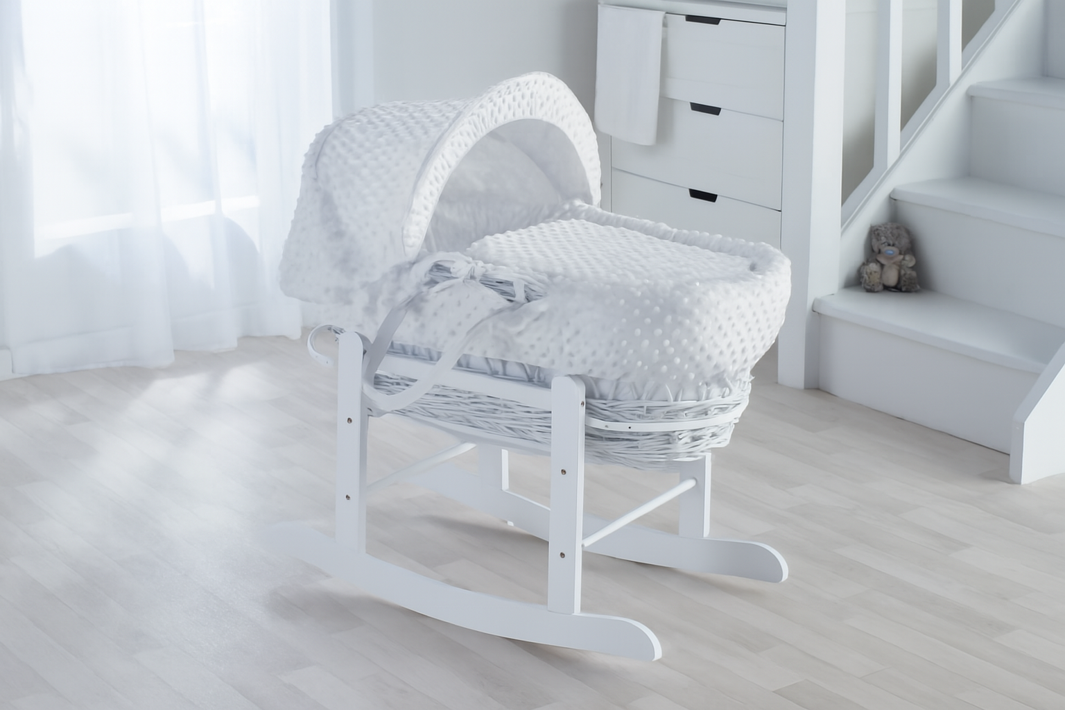 Kinder Valley White Dimple Wicker Moses Basket White
