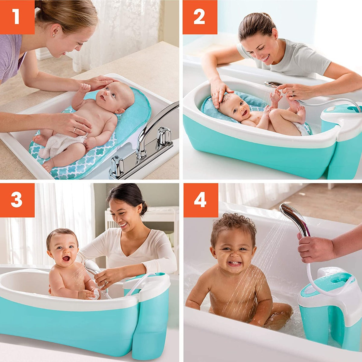 Summer Infant Lil Luxuries Whirlpool Bubbling Spa & Shower Bath Tub Blue