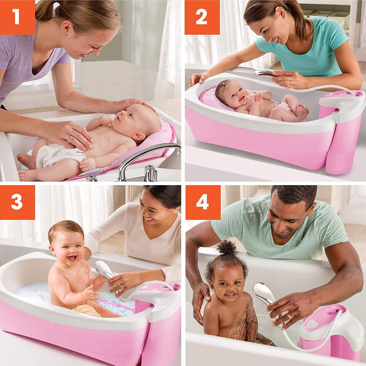 Summer Infant Lil Luxuries Whirlpool Bubbling Spa & Shower Bath Tub Pink