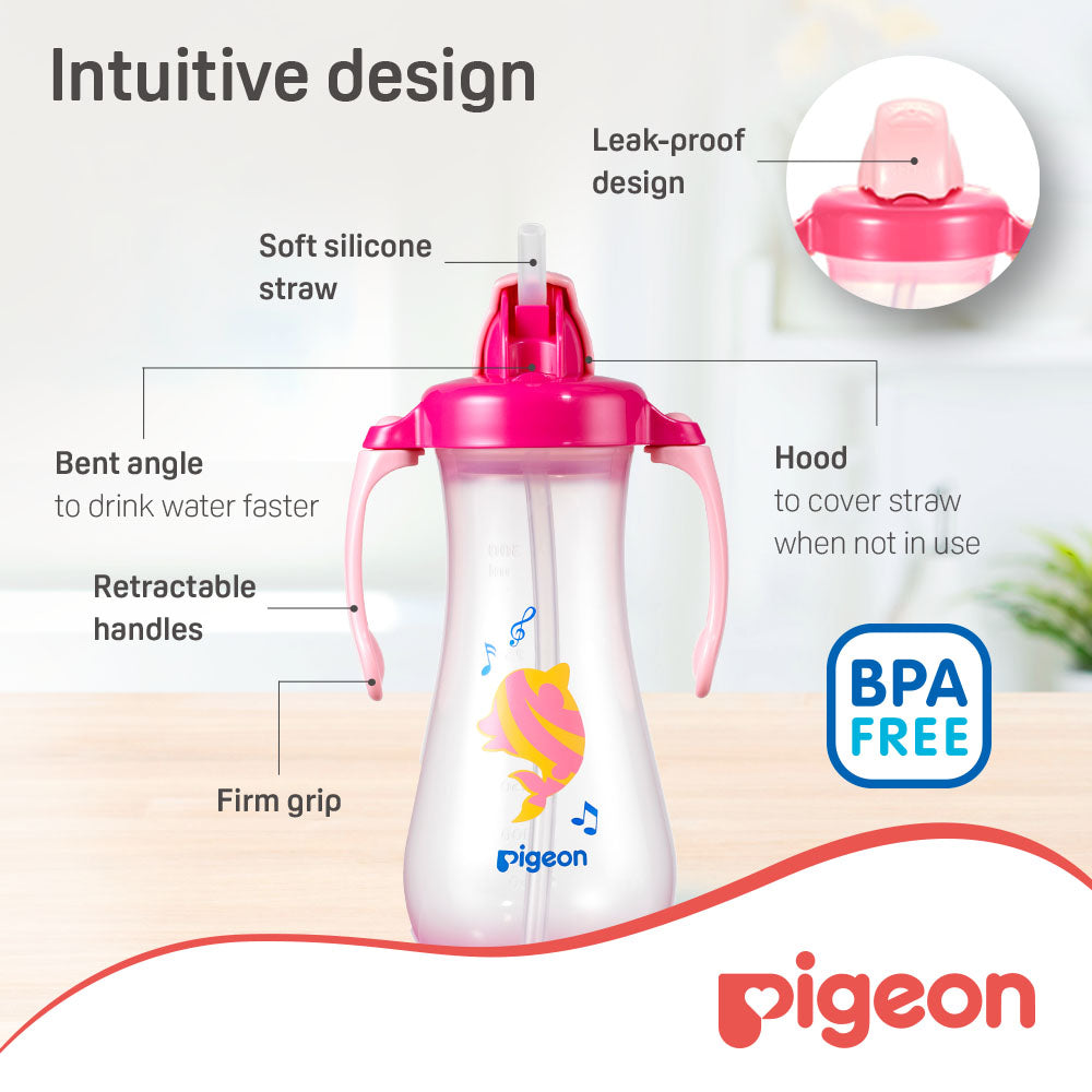 Pigeon Tall Straw Bottle Pink