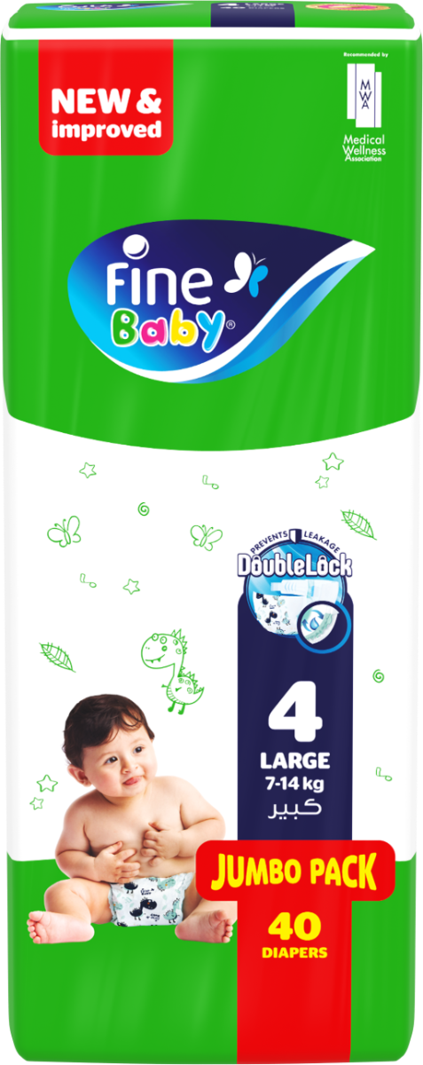 Fine Diaper.Jumbo Large 4 7 14 Kg  40S.