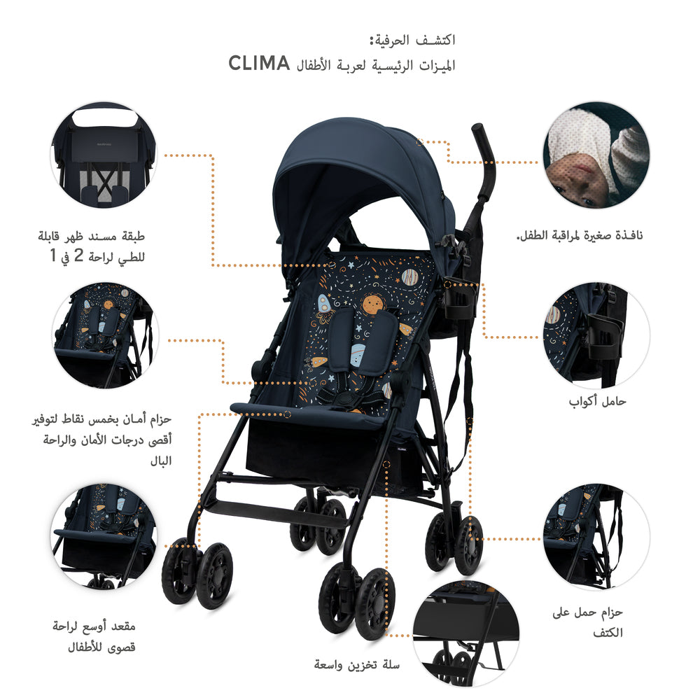Neobreez CLIMA Lightweight Compact Umbrella Stroller Blue