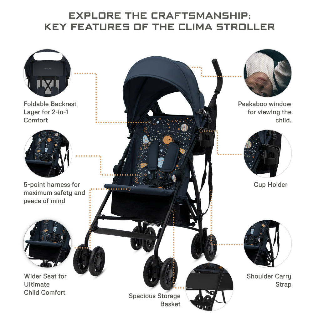 Neobreez CLIMA Lightweight Compact Umbrella Stroller Blue