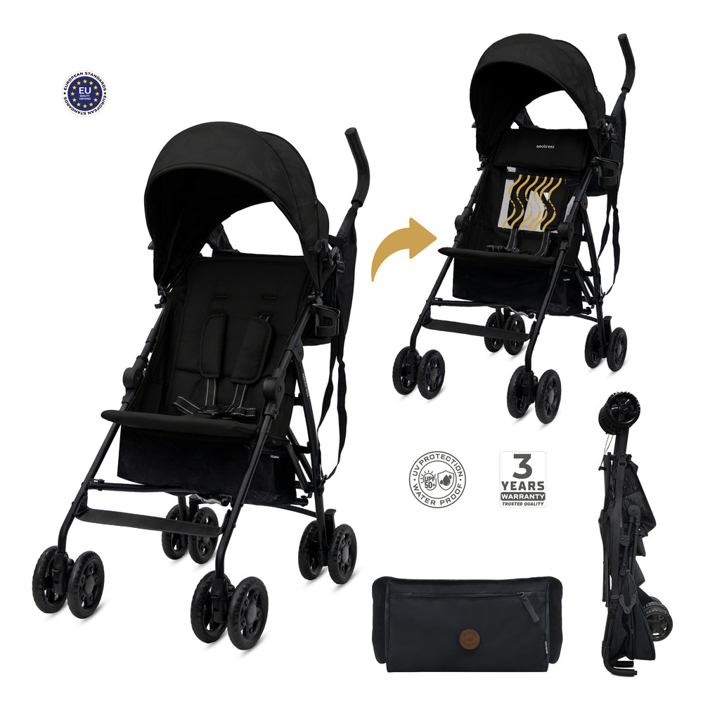 Neobreez CLIMA Lightweight Compact Umbrella Stroller Black