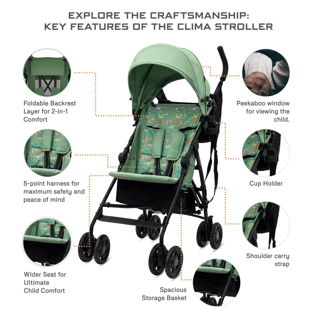 Neobreez CLIMA Lightweight Compact Umbrella Stroller Green