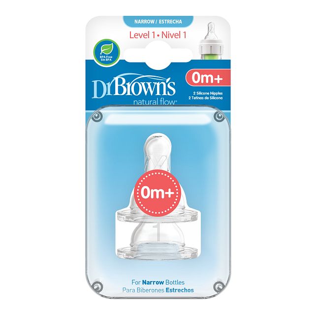 Dr.Browns Level 1 Silicone Narrow Nipple  2 Pack