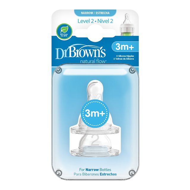 Dr.Browns Level 2 Silicone Narrow Nipple  2 Pack