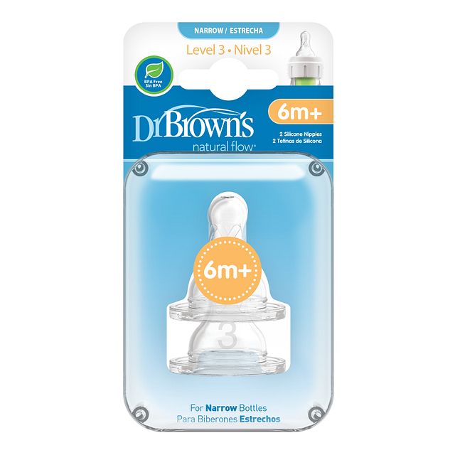 Dr.Browns Level 3 Silicone Narrow Nipple  2 Pack
