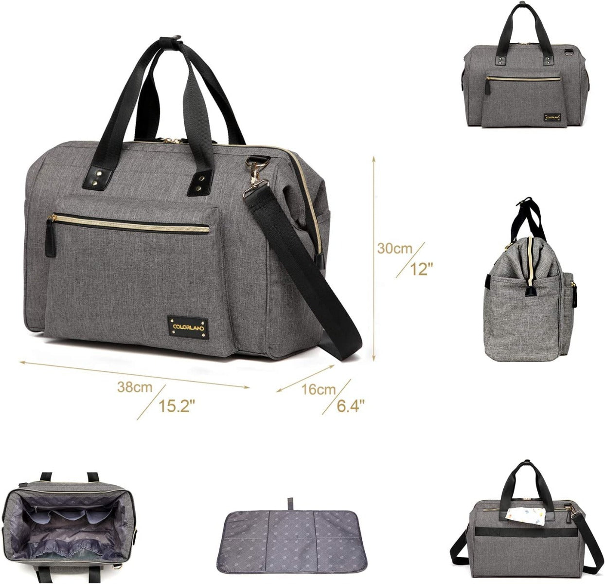 Little Story  Zera Mom Dad Diaper Bag Grey