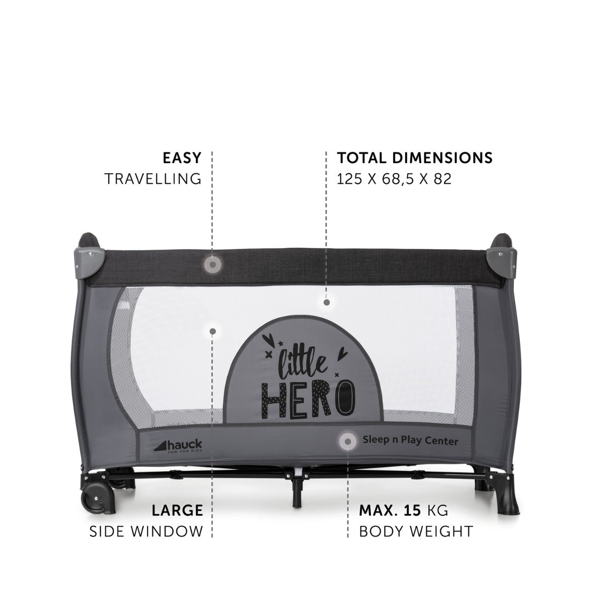 Hauck Sleep N Play Center Travel Cot Little Hero