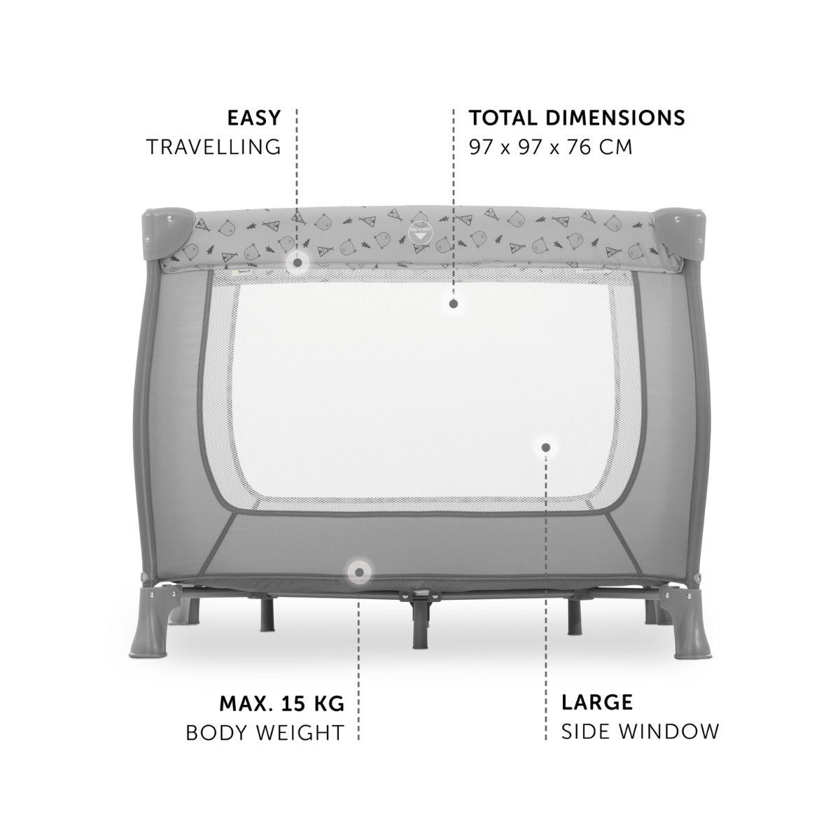 Hauck - Travel Cots Sleep N Play Sq  - Grey