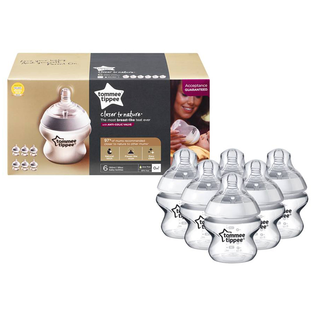 Tommee Tippee Closer To Nature Feeding Bottle 150ml 6pieces Clear Set