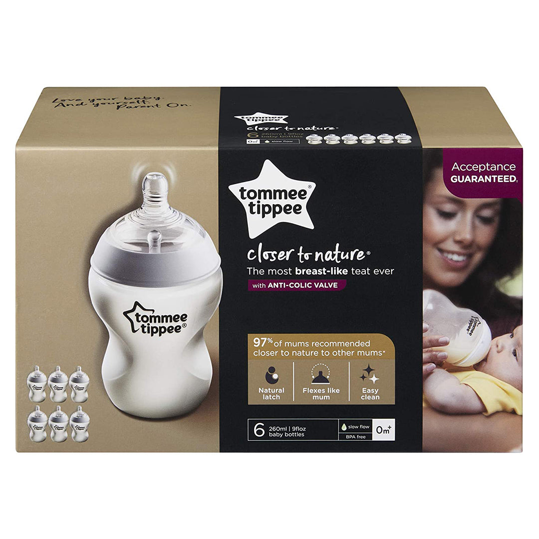 Tommee Tippee Closer To Nature Feeding Bottle 260ml 6pieces Clear Set