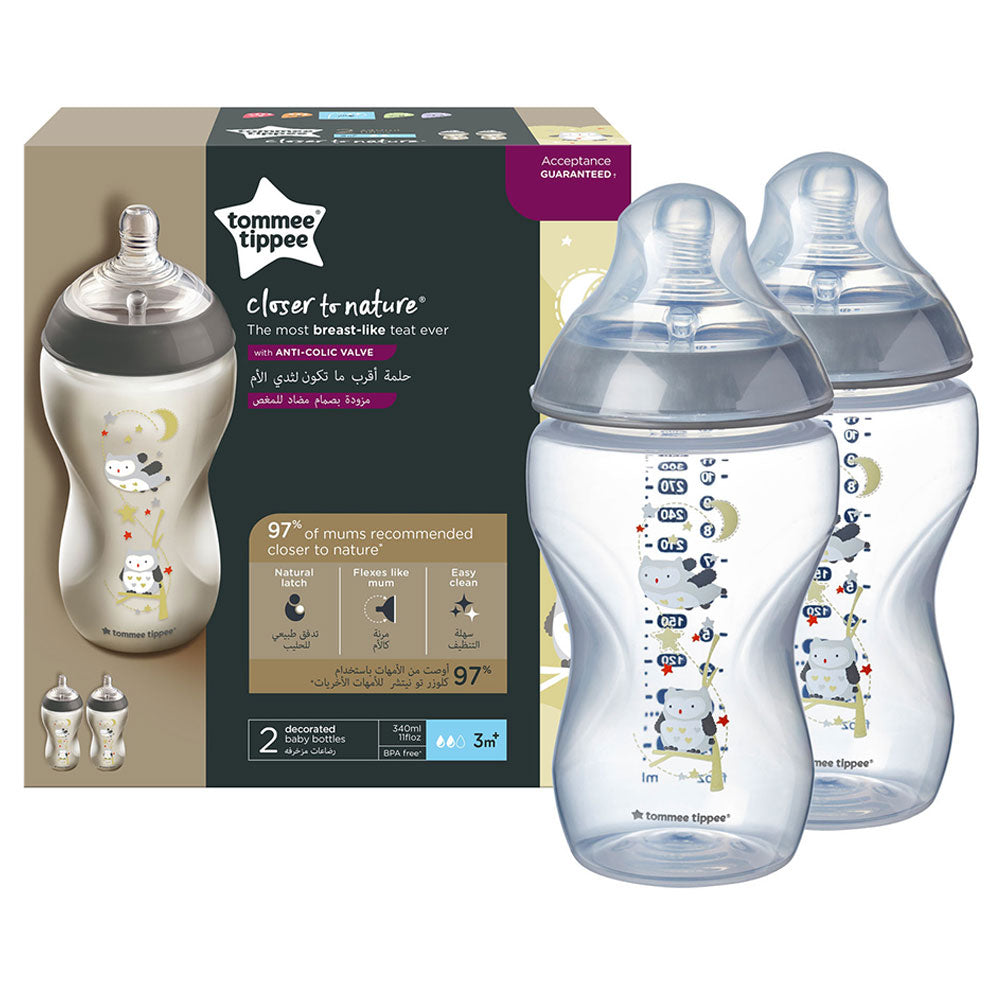 Tommee Tippee Closer To Nature Feeding Plastic Bottle 340ml 2piece Pack Boy