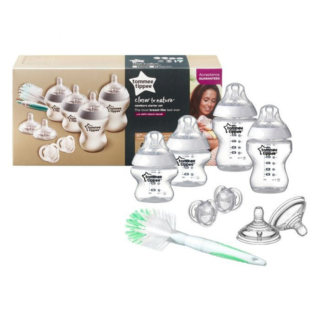Tommee Tippee Closer To Nature Feeding Bottle Kit Starter Clear Set